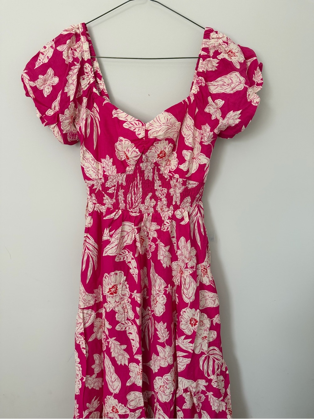 Umgee Fuchsia Pink Floral Midi Dress